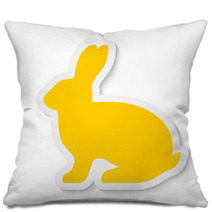 Blank Yellow Flat Rabbit Sticker Icon Isolated On White Background Vector Illustration Eps10 Pillows 143916008