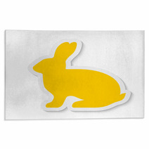 Blank Yellow Flat Rabbit Sticker Icon Isolated On White Background Vector Illustration Eps10 Rugs 143916008