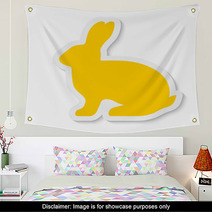 Blank Yellow Flat Rabbit Sticker Icon Isolated On White Background Vector Illustration Eps10 Wall Art 143916008