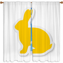 Blank Yellow Flat Rabbit Sticker Icon Isolated On White Background Vector Illustration Eps10 Window Curtains 143916008