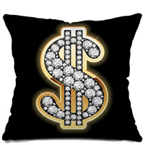 Bling-bling. Dollar Symbol In Diamonds. Vector. Pillows 19267766