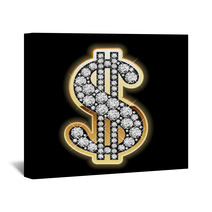 Bling-bling. Dollar Symbol In Diamonds. Vector. Wall Art 19267766