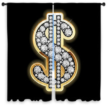 Bling-bling. Dollar Symbol In Diamonds. Vector. Window Curtains 19267766