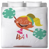 Blond Cheerleader Jumping And Cheering Bedding 29463333