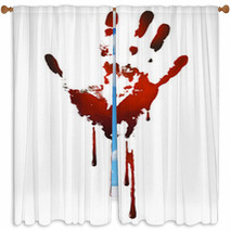 Bloody Handprint Window Curtains 56250048