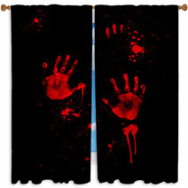 Bloody Handprints Window Curtains 86090991