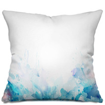 Blue Abstract Background Forming By Blots And Design Elements Pillows 60602413