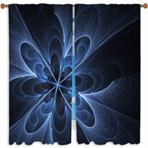 Blue Abstract Flower Blossom Window Curtains 50072248