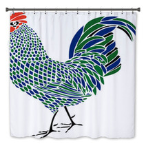 Blue And Green Rooster Mosaic Artwork Bath Decor 80290880
