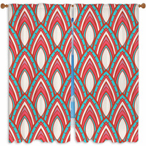 Blue And Pink Foliage Pattern Window Curtains 62978054