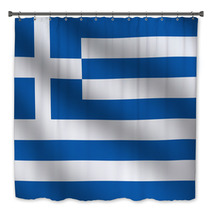 Blue And White Flag Of Greece Bath Decor 64119828
