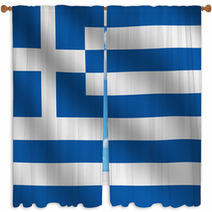 Blue And White Flag Of Greece Window Curtains 64119828