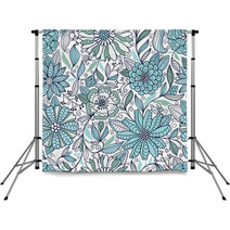 Blue And White Floral Pattern Backdrops 71862138