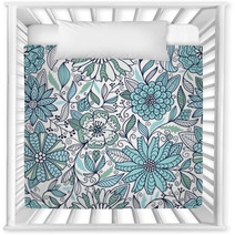 Blue And White Floral Pattern Nursery Decor 71862138