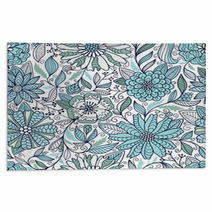 Blue And White Floral Pattern Rugs 71862138