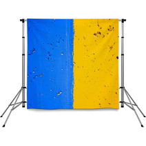 Blue And Yellow Cracked Wall Backdrops 119923386