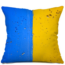 Blue And Yellow Cracked Wall Pillows 119923386
