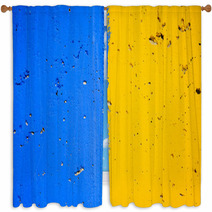 Blue And Yellow Cracked Wall Window Curtains 119923386