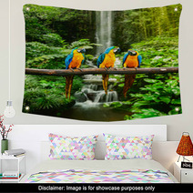 Blue and Yellow Macaw In A Rainforest Wall Art 51933543