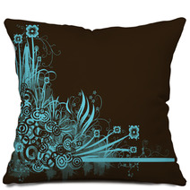 Blue Brown Floral Pillows 3859610