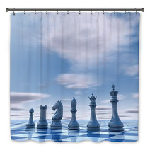 Blue Business Presentation Template With Chess And Copy Space Bath Decor 72462326
