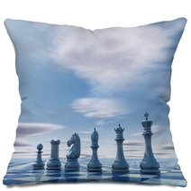 Blue Business Presentation Template With Chess And Copy Space Pillows 72462326