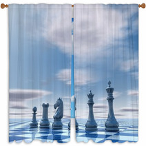 Blue Business Presentation Template With Chess And Copy Space Window Curtains 72462326