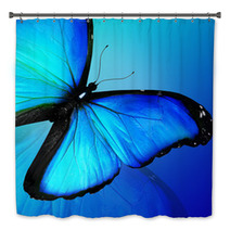 Blue Butterfly On Blue Background Bath Decor 47013557