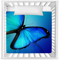 Blue Butterfly On Blue Background Nursery Decor 47013557