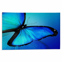 Blue Butterfly On Blue Background Rugs 47013557