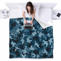 Blue Camouflage Blankets 84238886