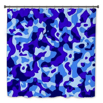 Blue Camouflage Texture Pattern-Mimetico Militare Blu Bath Decor 52597262