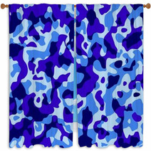 Blue Camouflage Texture Pattern-Mimetico Militare Blu Window Curtains 52597262