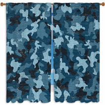 Blue Camouflage Window Curtains 84238886