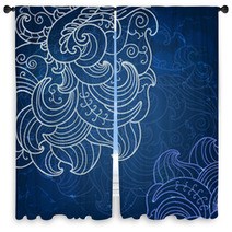 Blue Card With Lace Flower Window Curtains 60599222