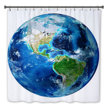 Blue Earth Globe Isolated - Usa Bath Decor 62240152