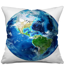 Blue Earth Globe Isolated - Usa Pillows 62240152