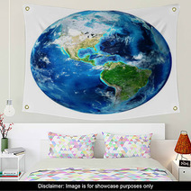 Blue Earth Globe Isolated - Usa Wall Art 62240152