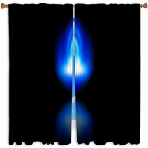 Blue Flame Of A Burning Natural Gas And Reflection Window Curtains 22657504