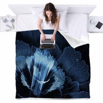 Blue Futuristic Flower Blankets 53408576