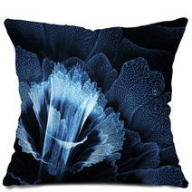 Blue Futuristic Flower Pillows 53408576
