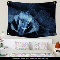 Blue Futuristic Flower Wall Art 53408576