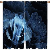 Blue Futuristic Flower Window Curtains 53408576