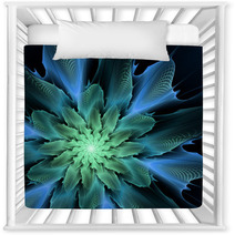 Blue Futuristic Fractal Flower Nursery Decor 57399445