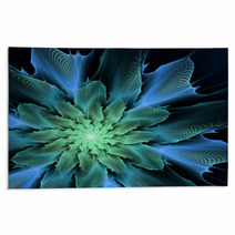 Blue Futuristic Fractal Flower Rugs 57399445