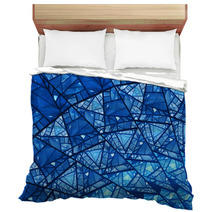 Blue Glowing Stained Glass Fractal Bedding 72823141