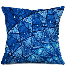 Blue Glowing Stained Glass Fractal Pillows 72823141