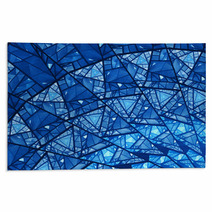 Blue Glowing Stained Glass Fractal Rugs 72823141
