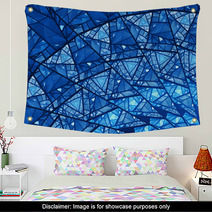 Blue Glowing Stained Glass Fractal Wall Art 72823141