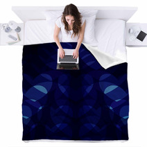 blue hearts on a blue background Blankets 52398214
